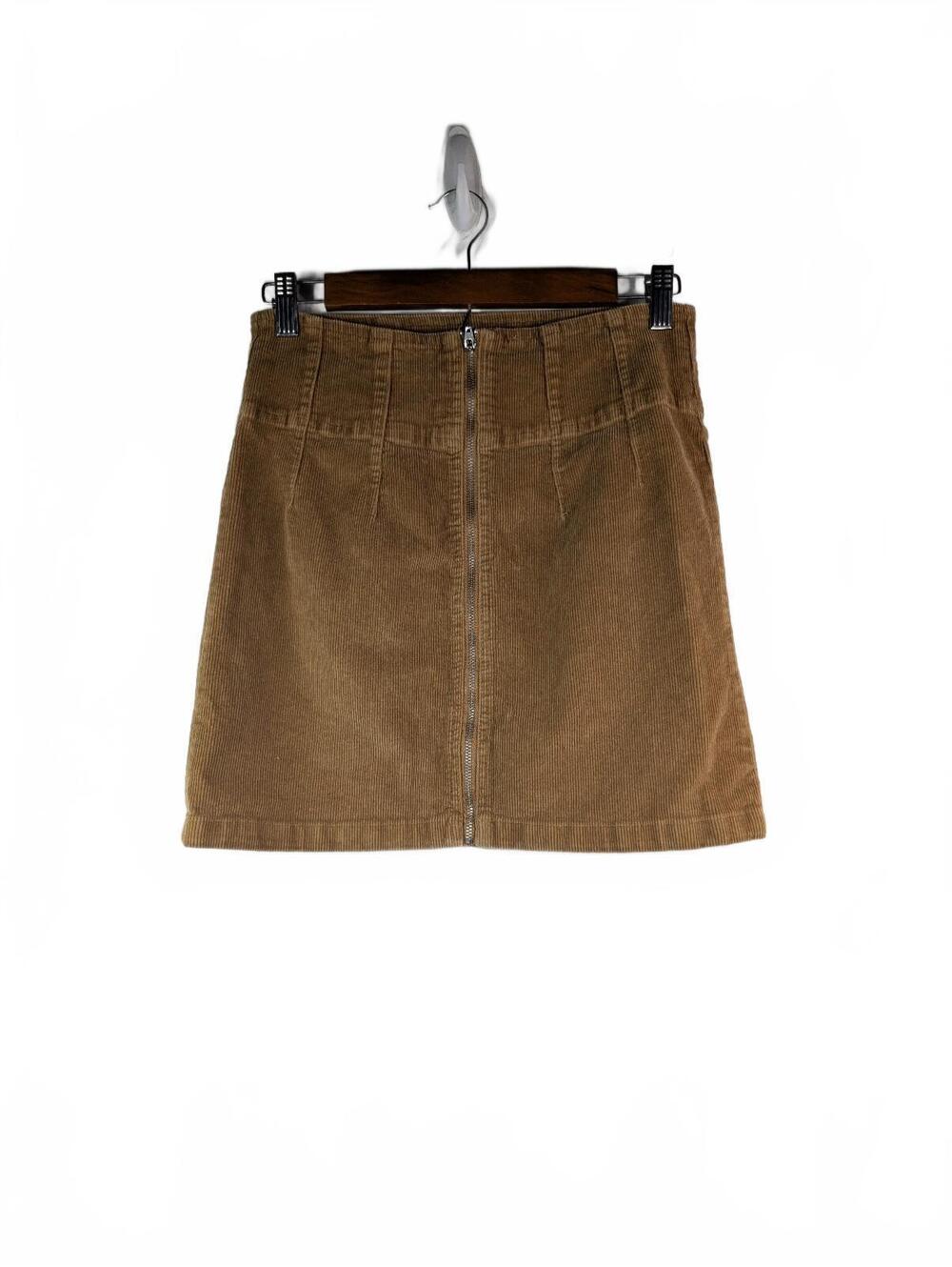 Jolt 90's style Tan Corduroy Mini Skirtw/Front Zipper High-Waisted Band Size S